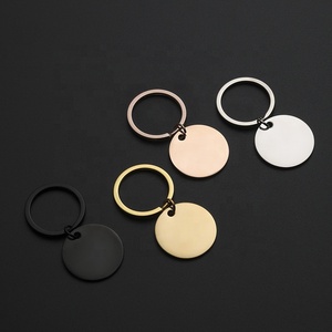 Hot bán biểu tượng tùy chỉnh thép không gỉ Keychain gương đánh bóng kim loại trống dập đĩa Vòng Charms Móc chìa khóa - Product Image 2