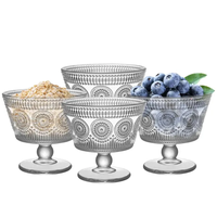 Clair Réutilisable Vintage Relief Creative En Relief En Relief Contenants Personnalisés Verre Crème Glacée Dessert Tasse