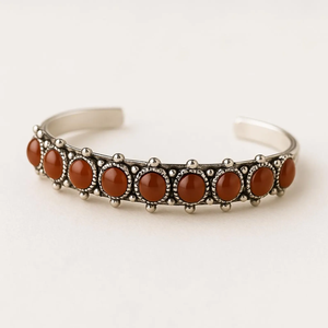 Bracelet manchette en pierre de cornaline, argent sterling, aspect oxydé, style Navajo, bijoux du sud-ouest, fait main, pierre précieuse naturelle - Product Image 4