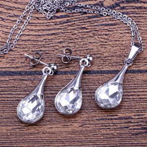 Ensemble de bijoux en zircon en gros, boucles d'oreilles et pendentif tendance en acier inoxydable pour femmes, parures de bijoux dorés imposantes - Product Image 4