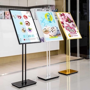 Advertising Aluminum Snap Open Frame Adjustable <b>Poster</b> Stand Floor Standing Sign <b>Holder</b> LED Slim Light Box for Store Exhibition - Product Image 2
