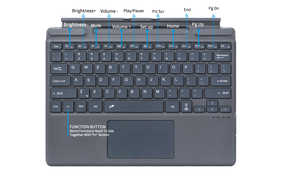 Surface Pro 8 Wireless Keyboard with Touchpad & Backlit