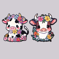 Broches en émail motif fleur et animal pour sacs à dos, adorables broches vache pour femmes, accessoires de mode, cadeau pour amis