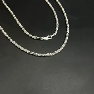 925 in argento Sterling 925 catena a maglie cubane in argento Sterling Italy collana di gioielli catena di corda per uomo donna