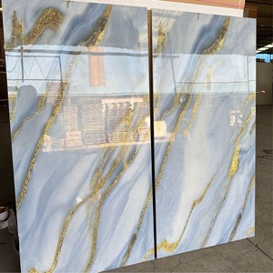 Moderne Gele Jade-Achtige Glazuur Badkamertegels Gouden Glanzend Gepolijste Aders Vierkant Blauw Wit Woonkamer Tegels Firebrick Functie - Product Image 6