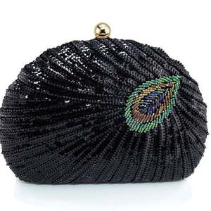 حقيبة سهرة أنيقة مزينة بالخرز والترتر للنساء، حقيبة يد خضراء من البوليستر، مثالية للحفلات والمناسبات الرسمية والعشاء - Product Image 5