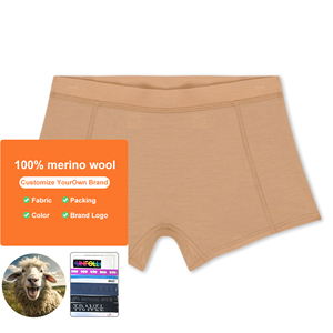 Boyshorts personalizzati in <span class=keywords><strong>lana</strong></span> Merino per le donne biancheria intima lavorata a maglia traspirante con Logo sulla vita Made in China - Product Image 1