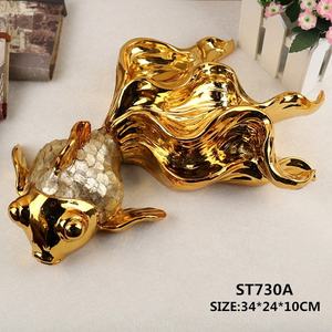 <span class=keywords><strong>Fondo</strong></span> de decoración del hogar pez dorado colgante de pared escultura de resina - Product Image 3