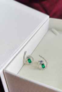 Pendientes de oro blanco de 9 quilates con gemas octogonales naturales/cultivadas en laboratorio y diamantes, los más vendidos. - Product Image 4