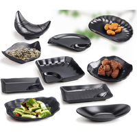 Assiette à chips et à sauce en mélamine noire mate incassable pour restaurant japonais