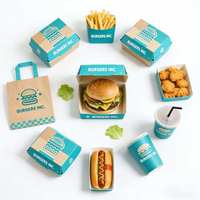 Pochettes en papier jetables biodégradables pour plats à emporter, emballages personnalisés pour frites, ailes de poulet, hamburgers, contenants pour la restauration rapide