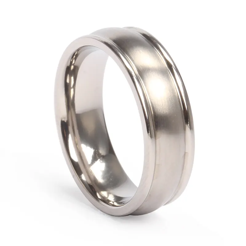 Ready to Ship Men Rings Jewelry Titanium Ring Titanium Mens Wedding Bands Comfort Fit Brushed Men 7mm Manufacturer Silver Plain