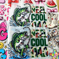Étiquettes personnalisées à motifs, transferts thermiques DTF pour sacs et patchs vestimentaires, design écologique, impression par transfert PET durable