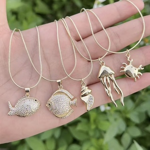 BD-B7460 kalung liontin lumba-lumba kura-kura laut kalung cz halus perhiasan kalung berlapis emas 18k baru