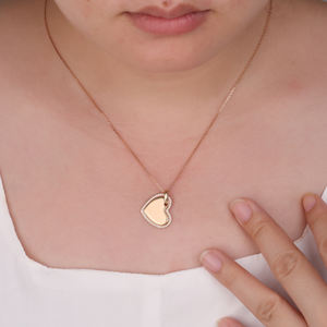 Pendentif de haute qualité certifié GIA en or rose massif 18 carats fait à la main livraison rapide diamant naturel en forme de coeur chrétien religieux - Product Image 2