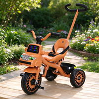Tricycle en plastique pour enfants avec musique et lumières, chariot à pousser pour les enfants de 1 à 6 ans, utilisation intérieure et extérieure