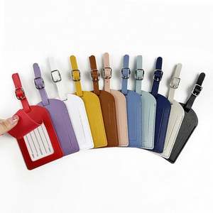 Custom Logo Business Gift Soft Leather <b>Name</b> Luggage <b>Tags</b> Most Popular Travel <b>Suitcase</b> Baggages <b>Tag</b> with Buckle - Product Image 1