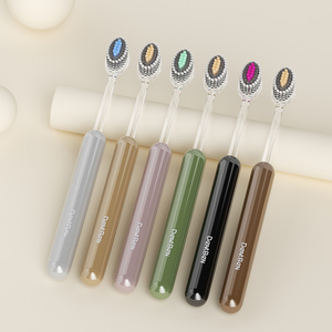 <span class=keywords><strong>Brosse</strong></span> à dents haut de gamme ECO Texture, étiquettes privées, logo personnalisé, avec poils arrondis et manche en plastique cristallin cylindrique - Product Image 2