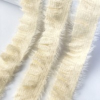 Frange en fausse fourrure de vison 2.0 avec bordure en dentelle, élastique en Spandex/Nylon, anti-chute, duveteuse, pour la décoration de cols de vêtements et de robes
