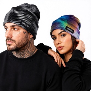 OEM Jacquard Beanie Custom Logo Acrylic Knit Winter Beanie <b>Hat</b> for Men Women Ribbed Knit Beanie <b>Hat</b> Acrylic Knit <b>Hats</b> - Product Image 1