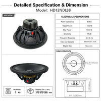 Haut-parleur professionnel en métal de 12 pouces à haute sensibilité avec woofer en néodyme 98 dB 700 W 8 ohms AES et bobine vocale de 3,5 pouces pour système Line Array