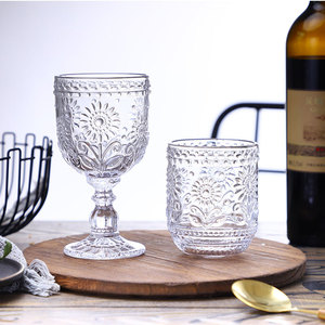 Bicchiere da Vino Vintage Prodotto a Macchina, Nuovo Design a Forma di Girasole, Bicchiere Hi-ball in <span class=keywords><strong>Vetro</strong></span> Verde, 301-400ml, Lavabile in Lavastoviglie - Product Image 4