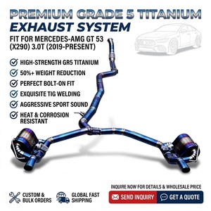Système d'échappement Vortex Titanium Pie-Cut soudé bleu pour Mercedes AMG GT53 4 portes avec sorties de silencieux jumelées effet brûlé Mod - Product Image 1