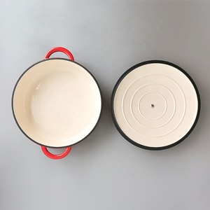 Poêle à rôtir <span class=keywords><strong>en</strong></span> céramique émaillée, Casserole peu profonde ronde <span class=keywords><strong>en</strong></span> <span class=keywords><strong>fonte</strong></span> avec couvercle - Product Image 3