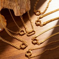 Collier avec fermoir à boucle plaqué or 18 carats imperméable, charme pour femmes, chaîne en acier inoxydable, chaîne serpent, collier à pendentif DIY, bijoux