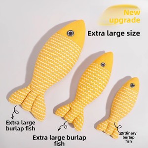 Juguete para masticar de lino con almohada de pescado, respetuoso con el medio ambiente, para gatos de interior, hierba gatera, juguete para gatito calmante - Product Image 4
