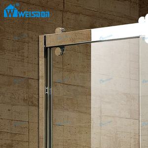 Precio al por mayor enmarcado de acero inoxidable de vidrio templado de esquina de ducha de doble puerta corredera cuarto de baño - Product Image 6