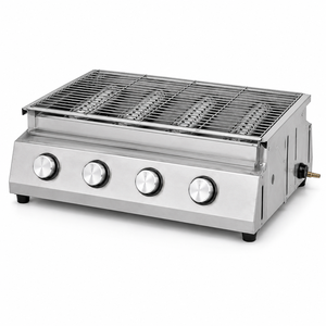 Barbecue au gaz GPL commercial à 4 brûleurs, en acier inoxydable, pour table, avec boutons de commande indépendants, pour la restauration - Product Image 1