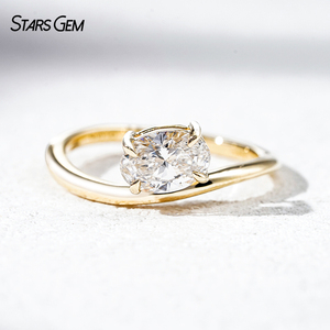 Anillo de Compromiso con Diamante Cultivado en Laboratorio de Corte Ovalado de 1 Quilate Starsgem, Conjunto de Anillos de Boda con Diamantes de Laboratorio, Certificado IGI - Product Image 6