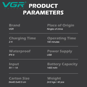 Vgr V-357 macchina da <span class=keywords><strong>barba</strong></span> da uomo impermeabile Ipx6 rasoio elettrico professionale ricaricabile per <span class=keywords><strong>barba</strong></span> e calva - Product Image 6