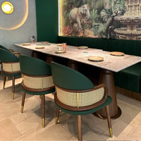 Ensemble de table et de chaises de restaurant en velours, ensemble de meubles de salle à manger modernes en marbre rembourrés, meubles de restaurant pour hôtel, banquet, café