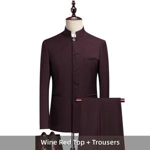 Nouveau costume <span class=keywords><strong>de</strong></span> style chinois pour homme, col vertical, coupe ajustée, Zhongshan, tenue <span class=keywords><strong>de</strong></span> scène, vêtements pour jeunes, ensemble deux pièces - Product Image 2