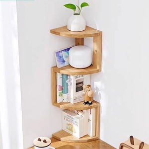 Solid Wood Corner <b>Shelf</b> 3 Tier Oak Desk Storage Rack For Living Room Bookcase Organizing Display Stand - Product Image 1