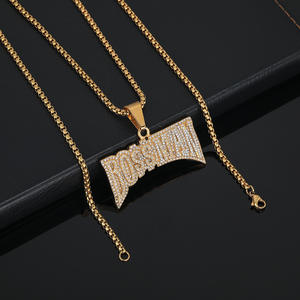 Hip Hop Iced Out Zircon diseñador Boss Man impermeable deslustre libre de acero inoxidable joyería colgante collares hombres - Product Image 5