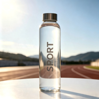 Bouteille de boisson en verre de 500 ml avec bouchons écologiques, eau minérale naturelle pétillante avec bouchon