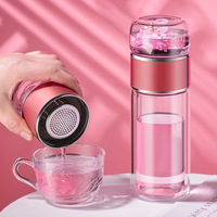 Cadeau populaire pour la Saint-Valentin 2026, bouteille d'eau en verre à double paroi avec infuseur à thé, logo personnalisé, séparation eau-thé