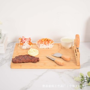 Planche à fromage en bambou avec couteaux, planche à découper multifonctionnelle pour fruits, pain, légumes, charcuterie, plateau à pizza - Product Image 5