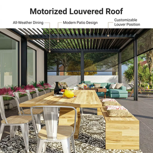Pergola bioclimatique moderne en aluminium pour extérieur, imperméable, avec <span class=keywords><strong>rideau</strong></span> roulant automatique, pour patio, jardin, ou gazebo. - Product Image 3