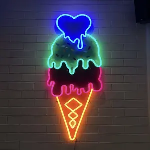 カフェショップモールホームケーキウォールデコレーションロゴライトフレックスネオン照明広告ボード用アイスクリームネオンサインデコレーション