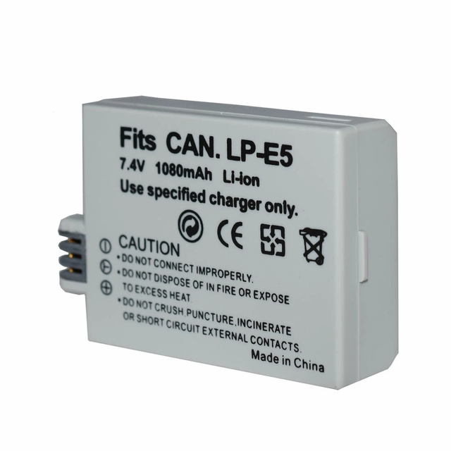 REAL CAP Replacement Battery Pack LP-E5 for Canon EOS Rebel XS T1i XSi 1000D 500D 450D Kiss X3 Camera Batteries Factory OEM