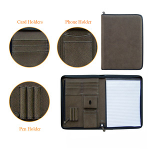 Carpeta de archivos con cremallera A4 ejecutiva Carpeta de presentación de cuero PU <span class=keywords><strong>para</strong></span> hombres y mujeres - Product Image 5
