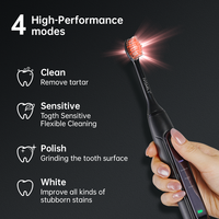 Brosse à dents électrique sonique LED rechargeable étanche IPX7 2-en-1 avec lumière bleue/violette/rouge pour adultes, blanchiment/nettoyage des dents