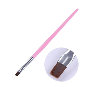 Pinceau plat en nylon rose avec manche, embout serti, pour la peinture au gel UV, la manucure et le design d'ongles - Product Image 5