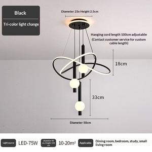 Lustre LED de luxe, <span class=keywords><strong>85W</strong></span>, tricolore, 165-265V, hauteur réglable, luminaire suspendu au plafond, décoration intérieure - Product Image 6