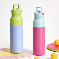Bouteille isotherme en acier inoxydable 316 bicolore, sans filetage, 600 ml, avec mécanisme d'ouverture rapide et fonction d'isolation