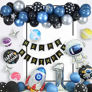 Ballons d'anniversaire pour le thème d'astronaute, ensemble fusée en film aluminium, décoration de fête d'anniversaire pour enfants
